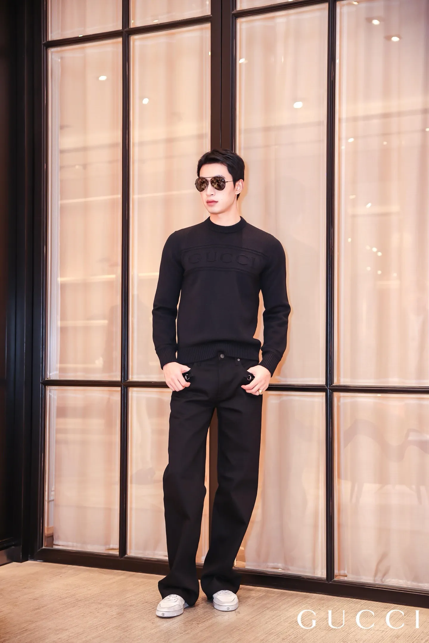 Gucci/Gucci letter jacquard crew neck sweater
