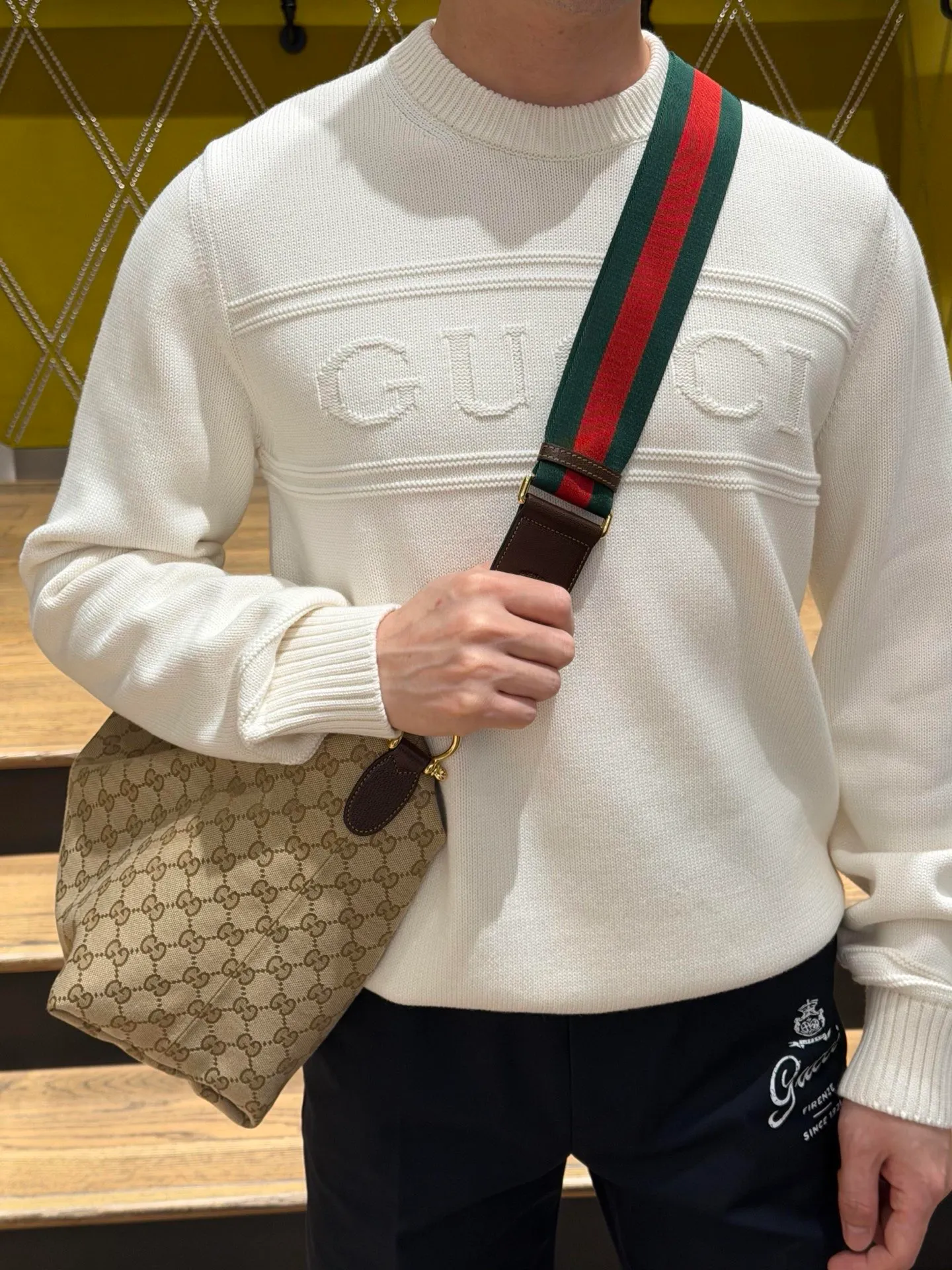 Gucci/Gucci letter jacquard crew neck sweater
