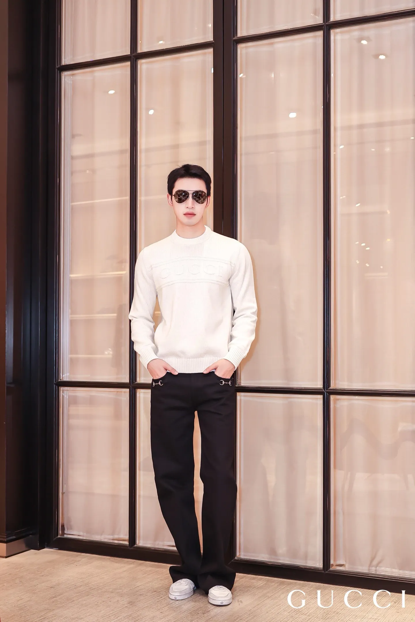 Gucci/Gucci letter jacquard crew neck sweater