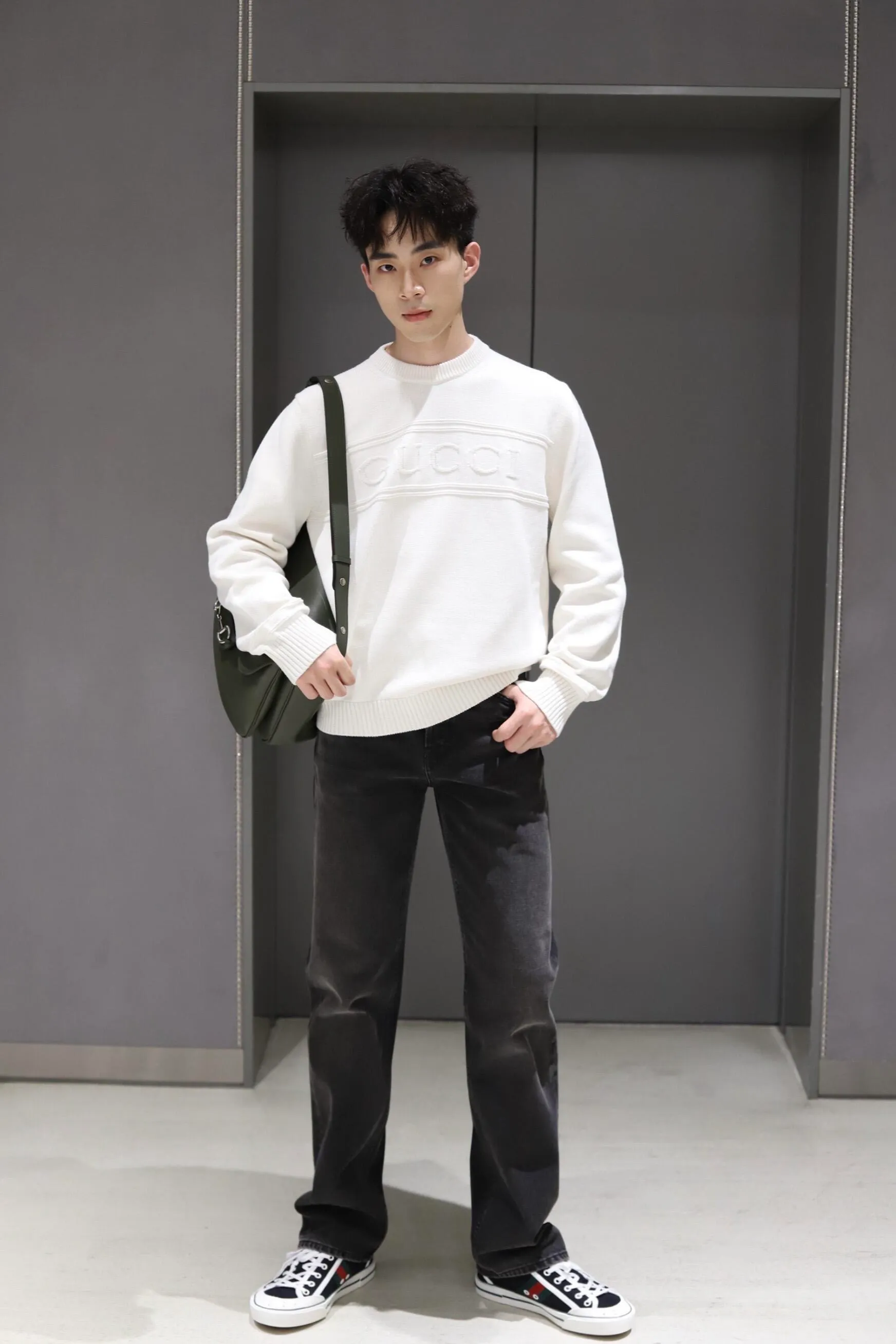 Gucci/Gucci letter jacquard crew neck sweater