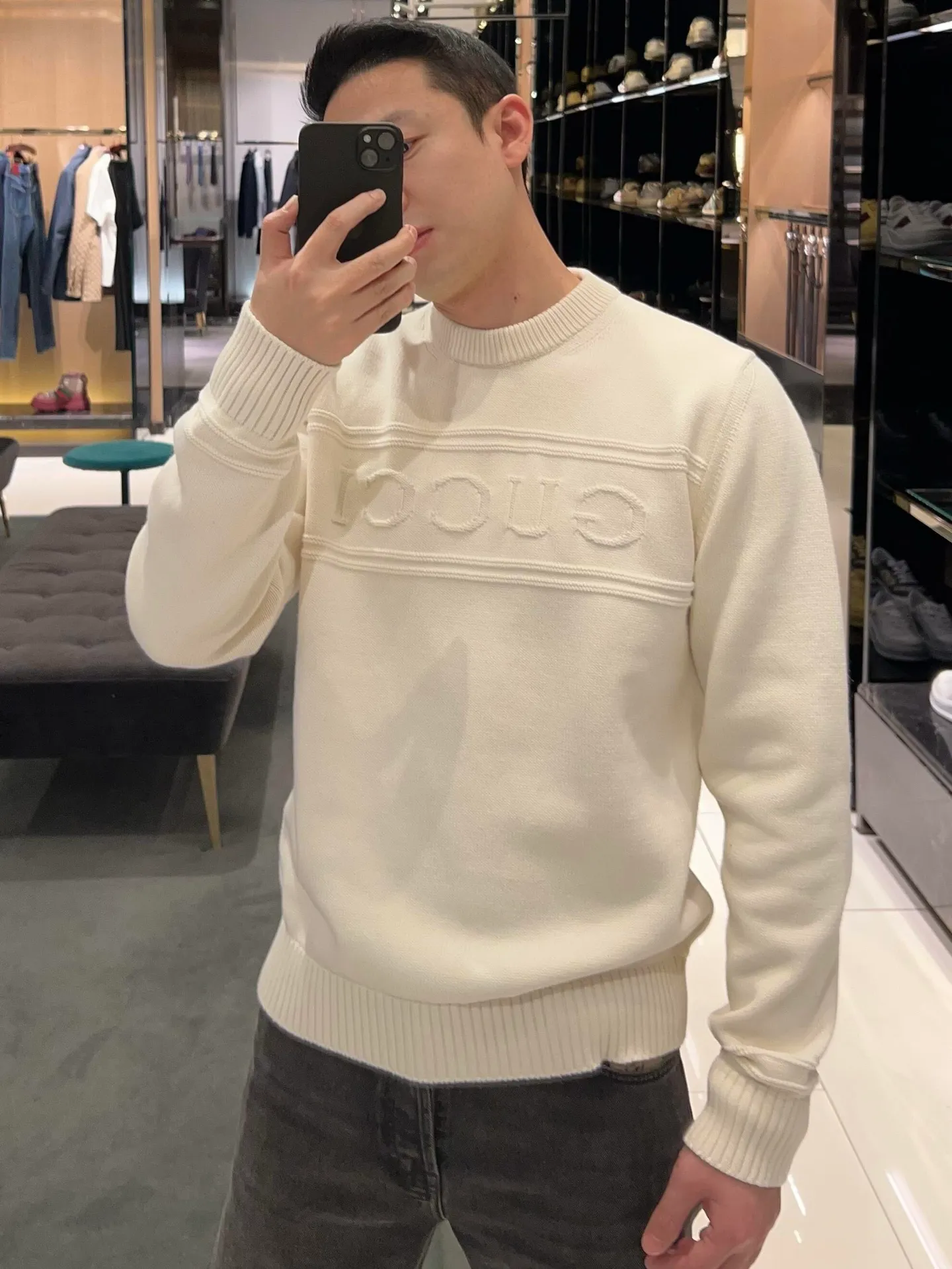 Gucci/Gucci letter jacquard crew neck sweater