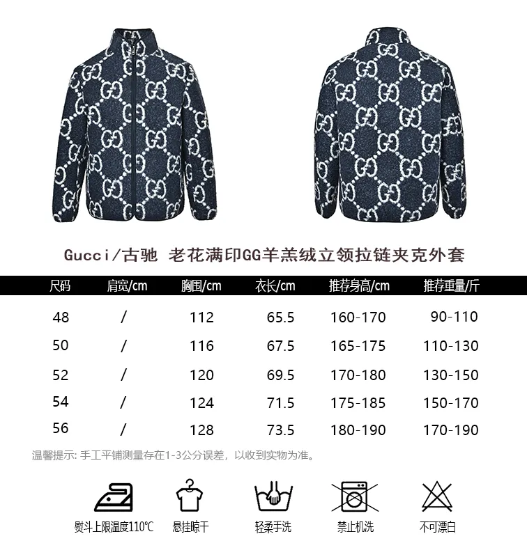 Gucci/Gucci presbyopia printed GG sherpa stand collar zipper jacket