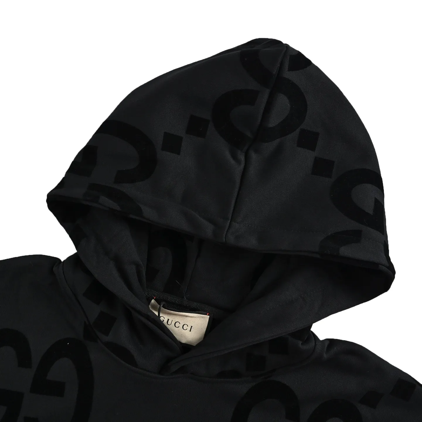 Gucci/Gucci Double G flocked cotton hooded sweatshirt