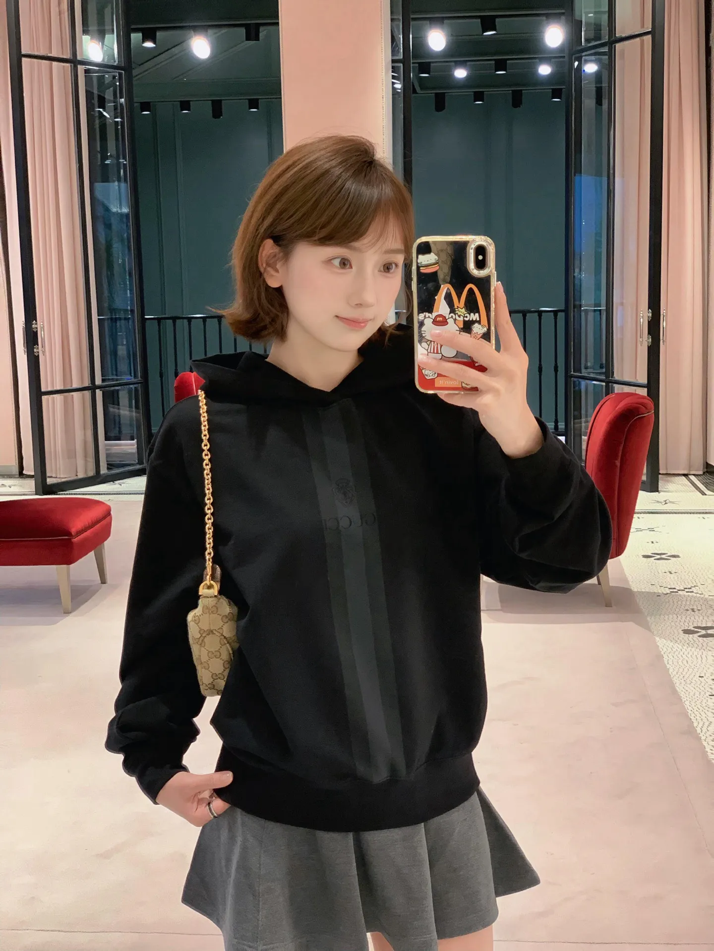 Gucci/Gucci front webbing hooded sweatshirt