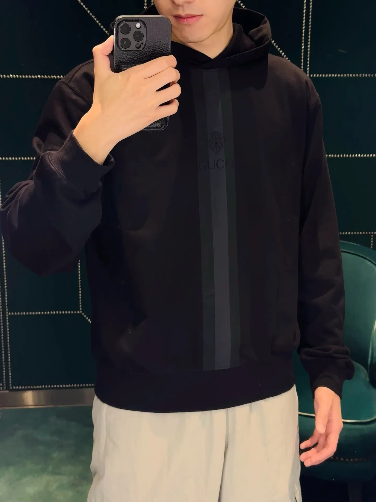 Gucci/Gucci front webbing hooded sweatshirt