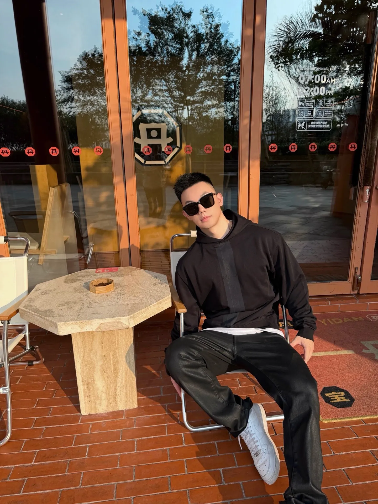 Gucci/Gucci front webbing hooded sweatshirt