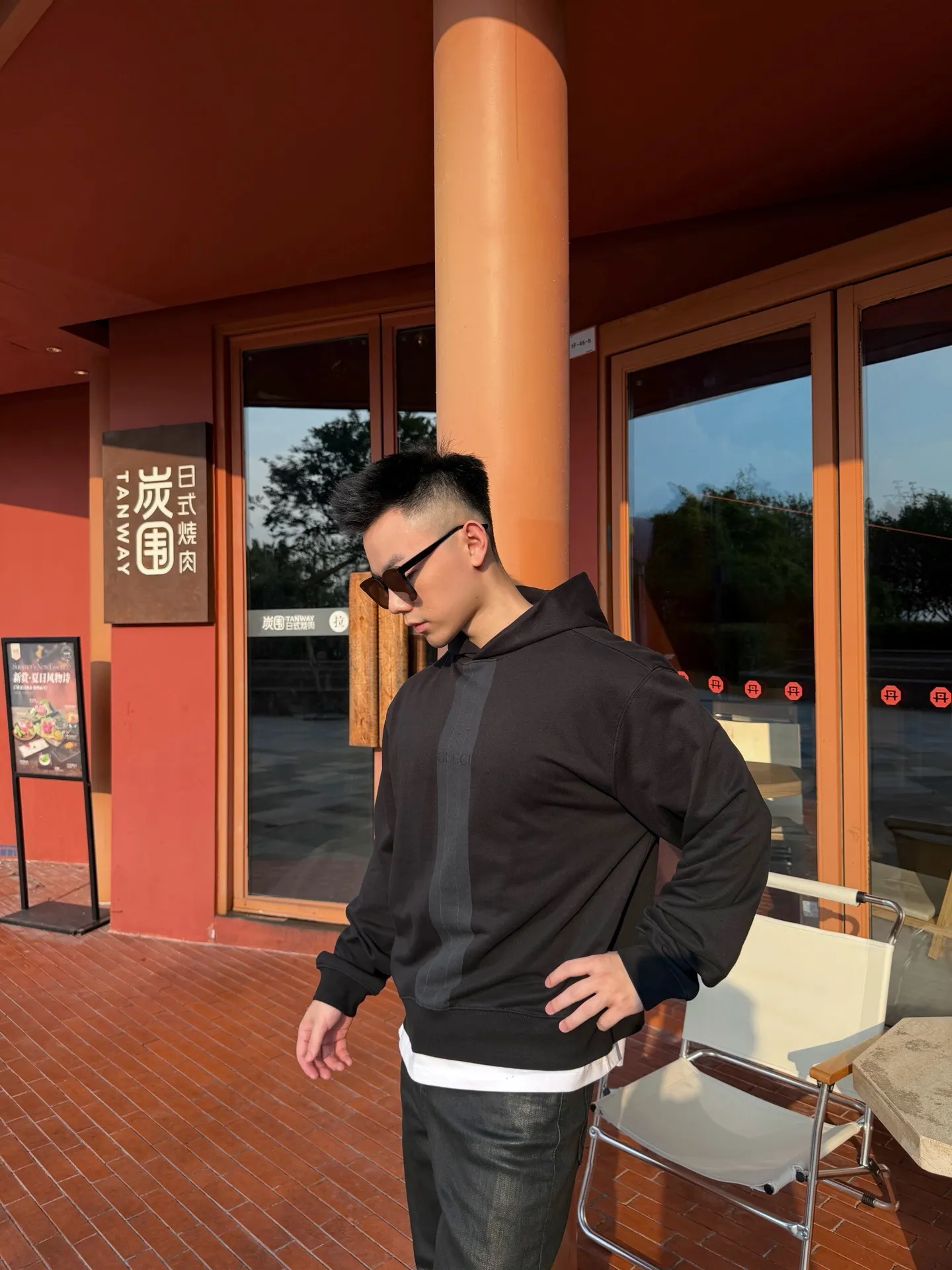 Gucci/Gucci front webbing hooded sweatshirt