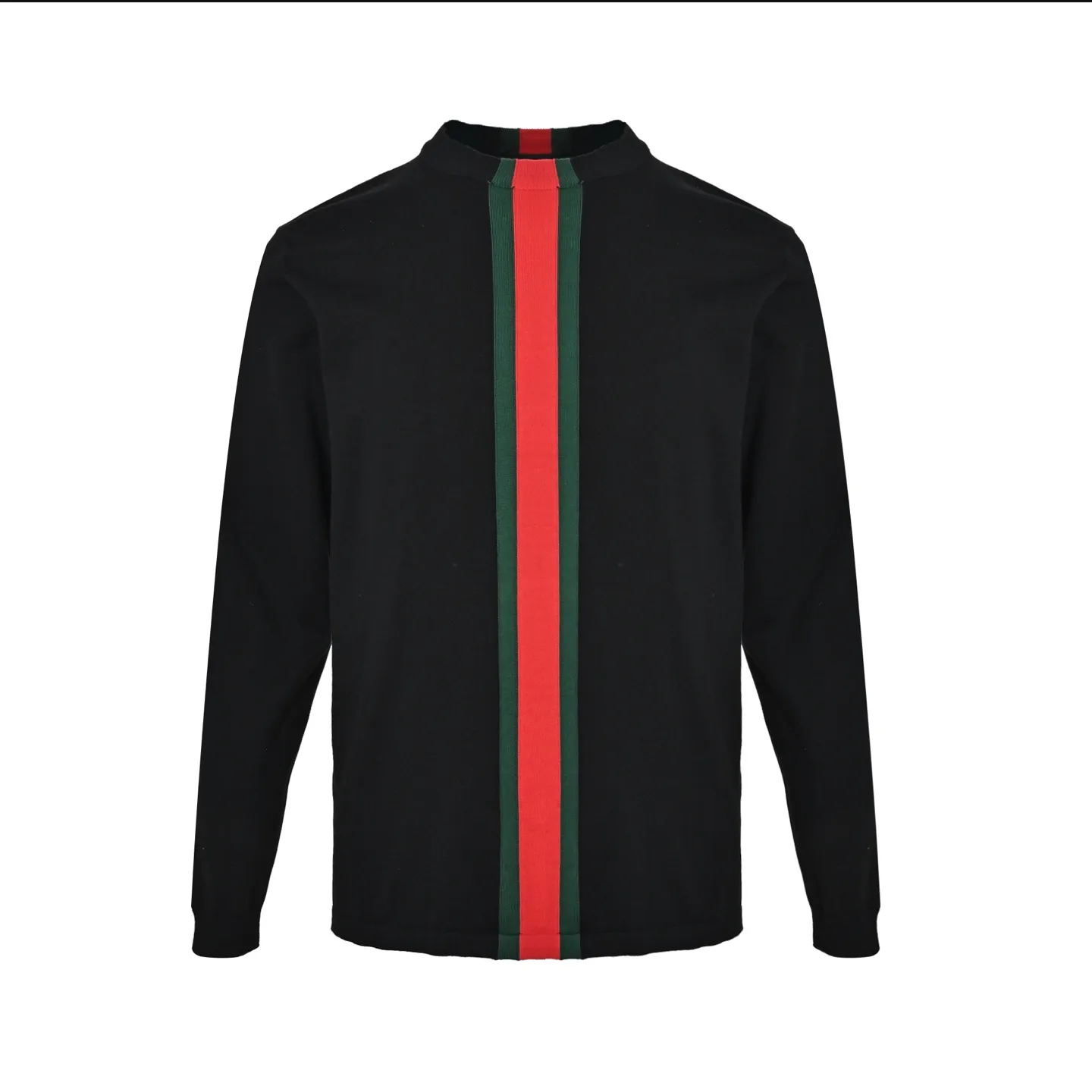 Gucci/Gucci red and green vertical striped knitted crew neck sweater