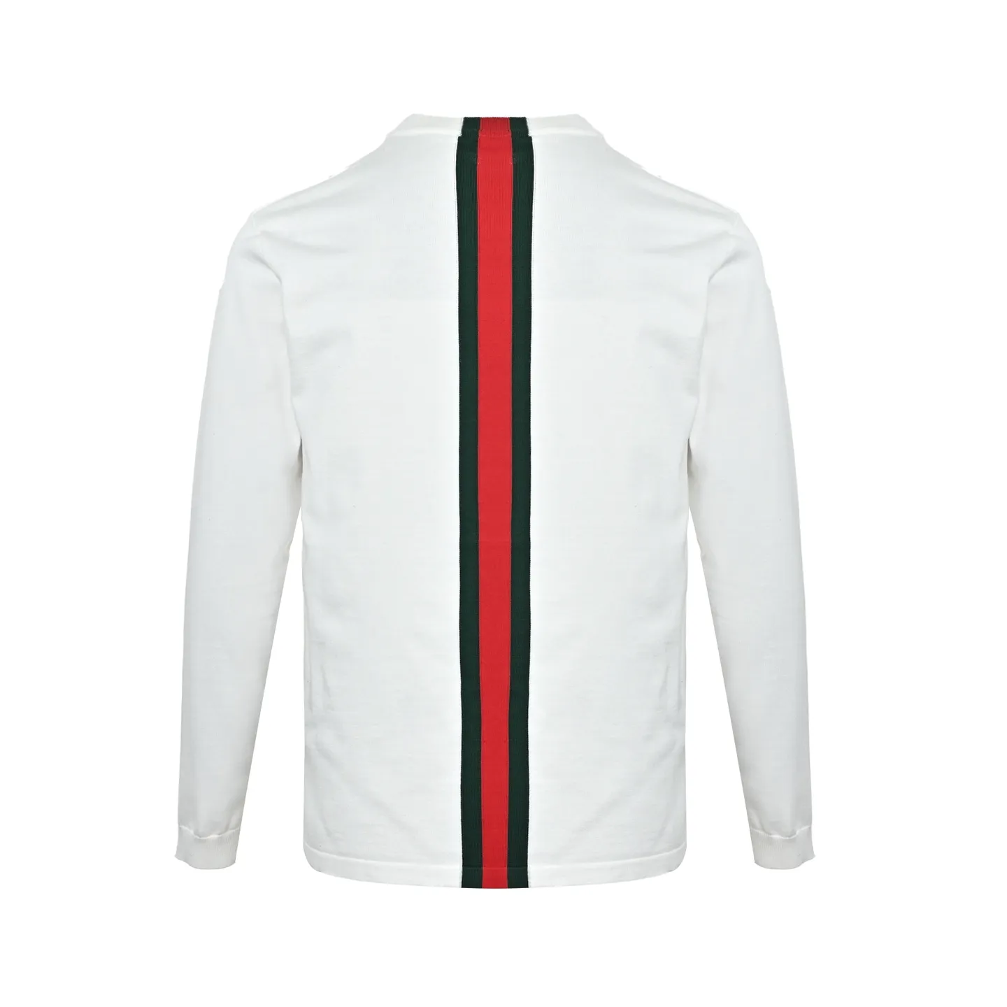 Gucci/Gucci red and green vertical striped knitted crew neck sweater