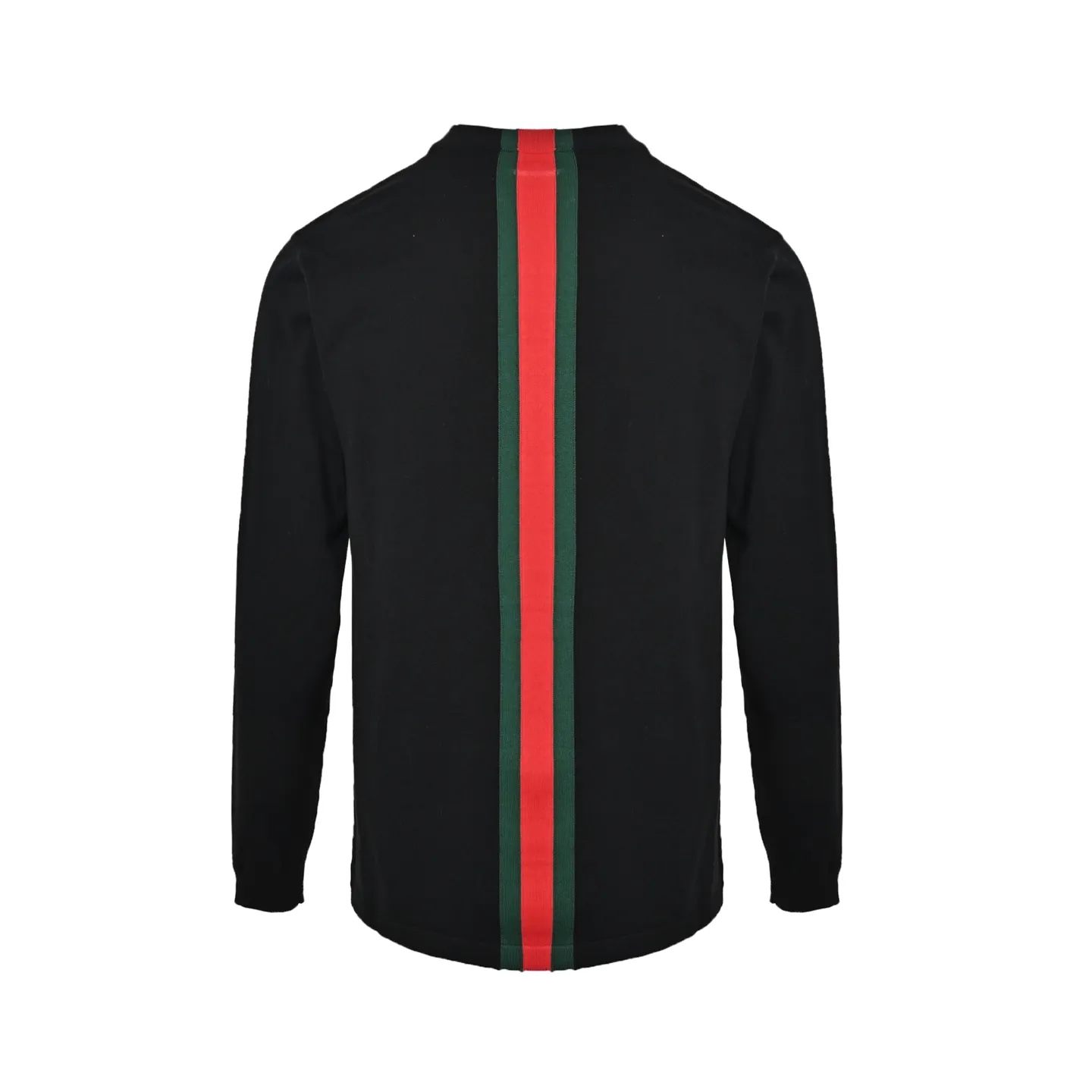 Gucci/Gucci red and green vertical striped knitted crew neck sweater