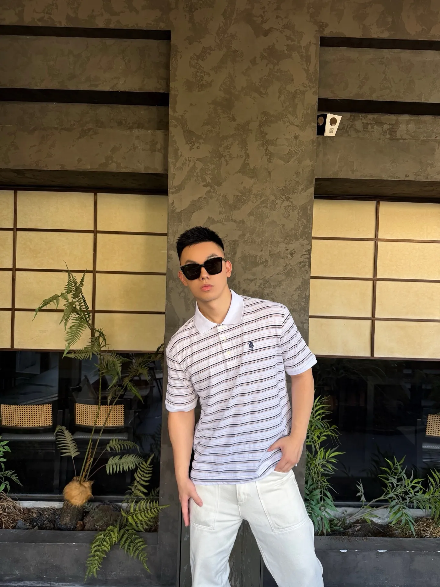 Prada/ Black White Polo