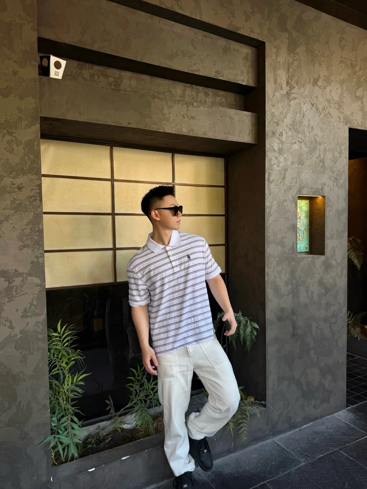 Prada/ Black White Polo