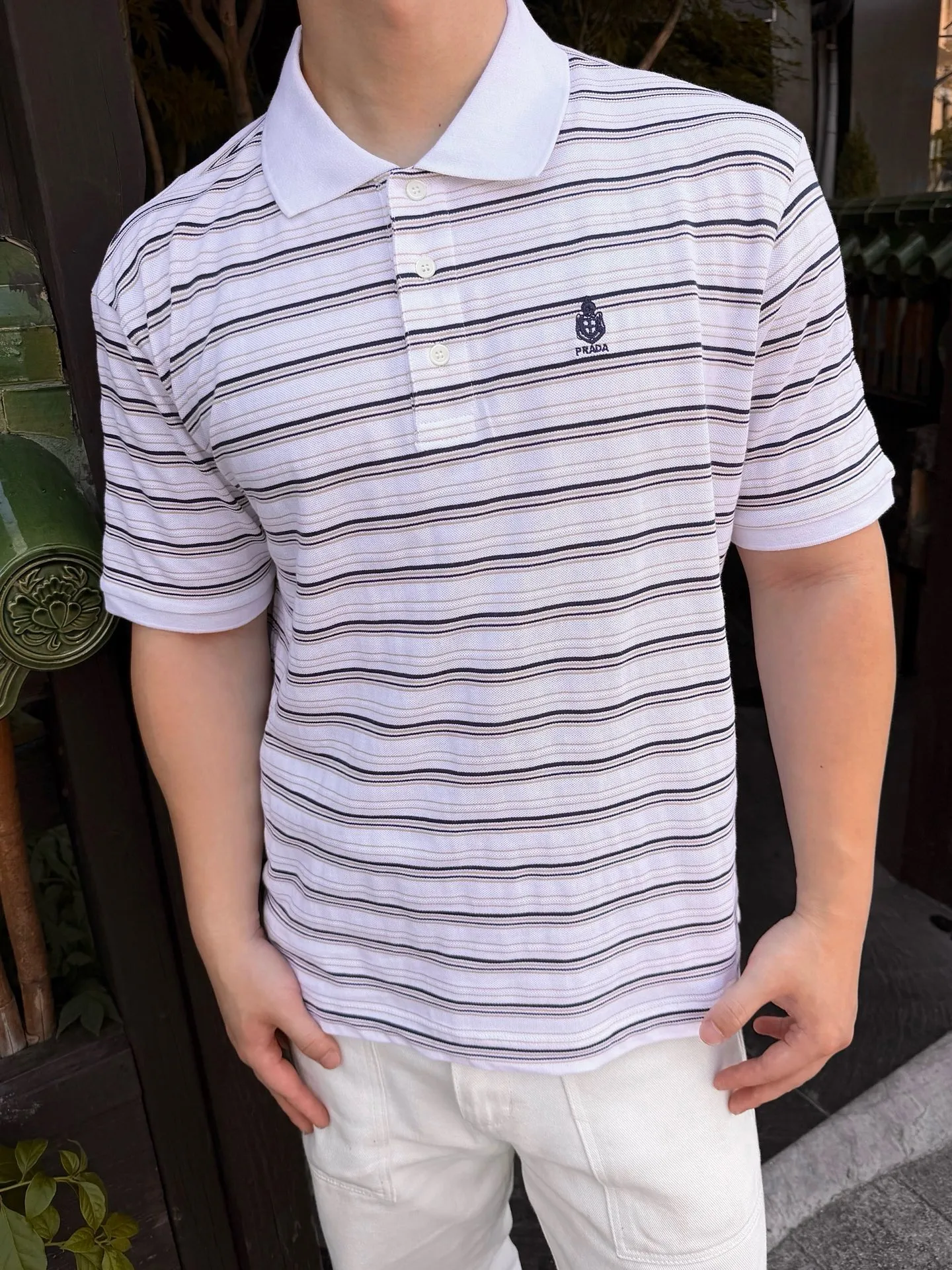 Prada/ Black White Polo
