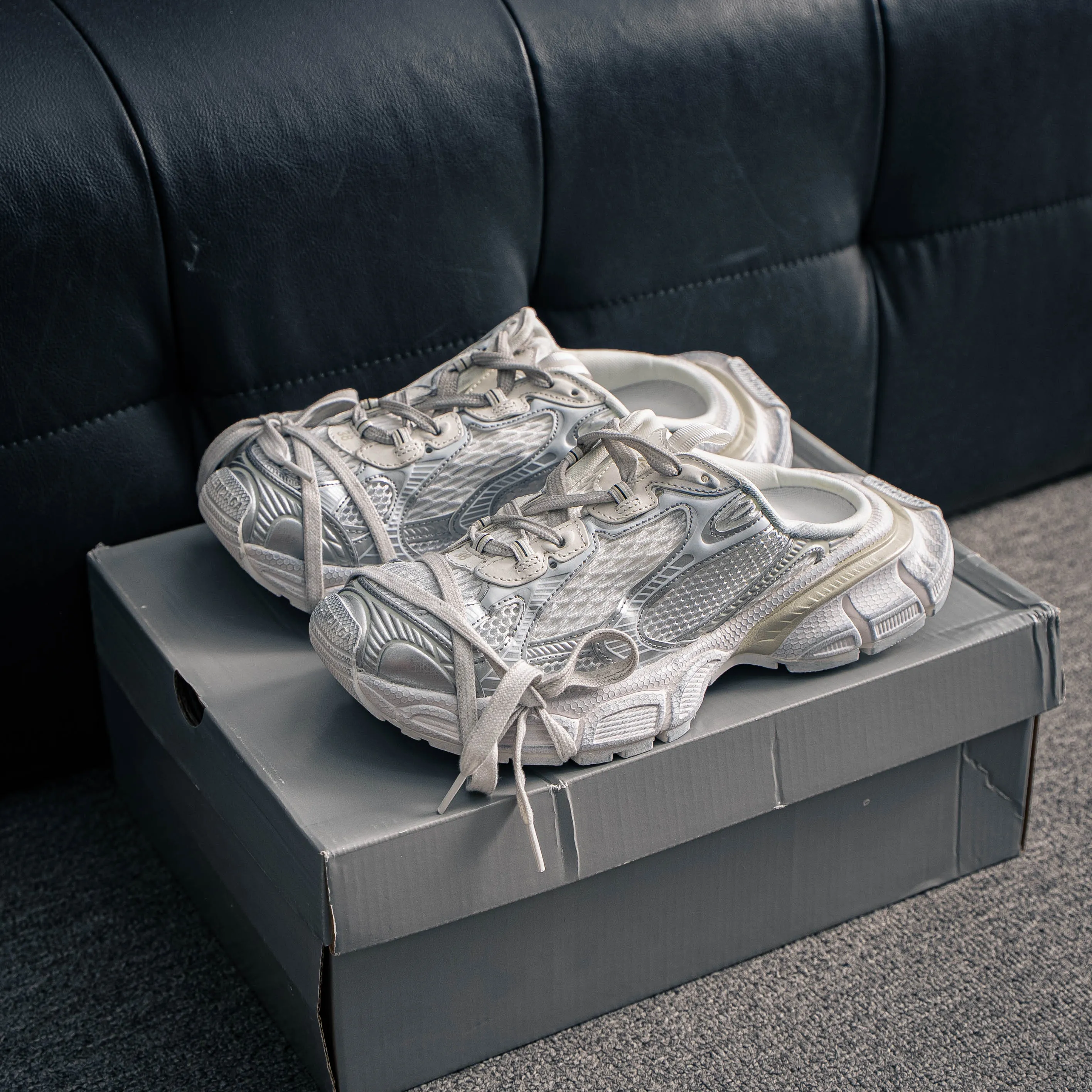 # Balenciaga 3XL Fishnet Lace-Up Low-Top Chunky Sneakers 3XL Running Shoes Tra Trainer
