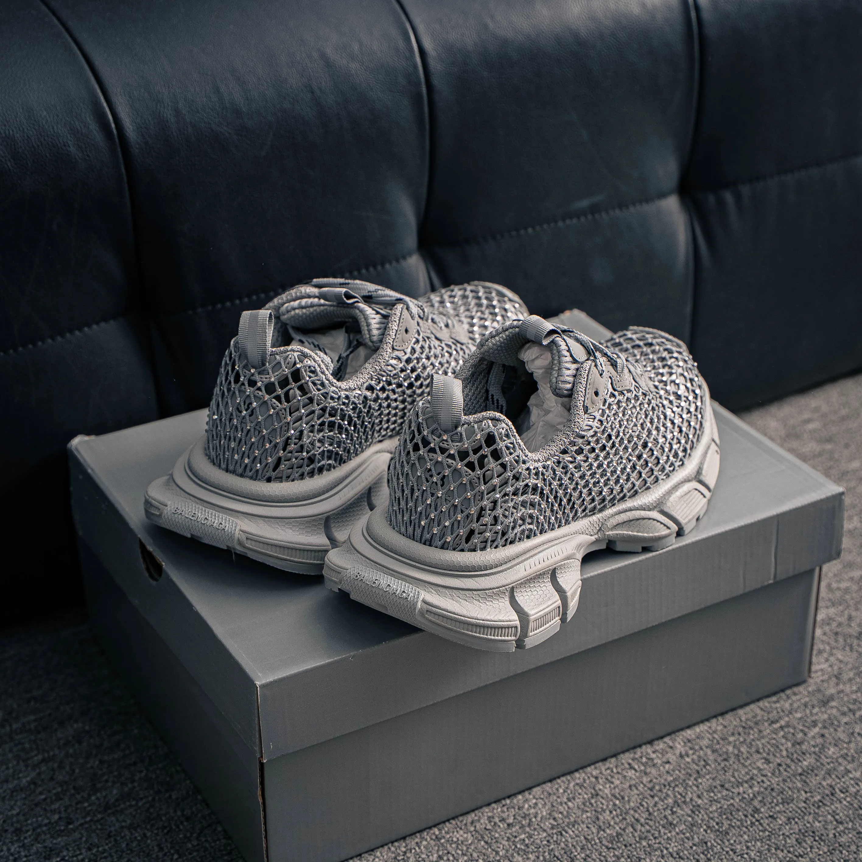 # Balenciaga 3XL Fishnet Lace-Up Low-Top Chunky Sneakers 3XL Running Shoes Tra Trainer
