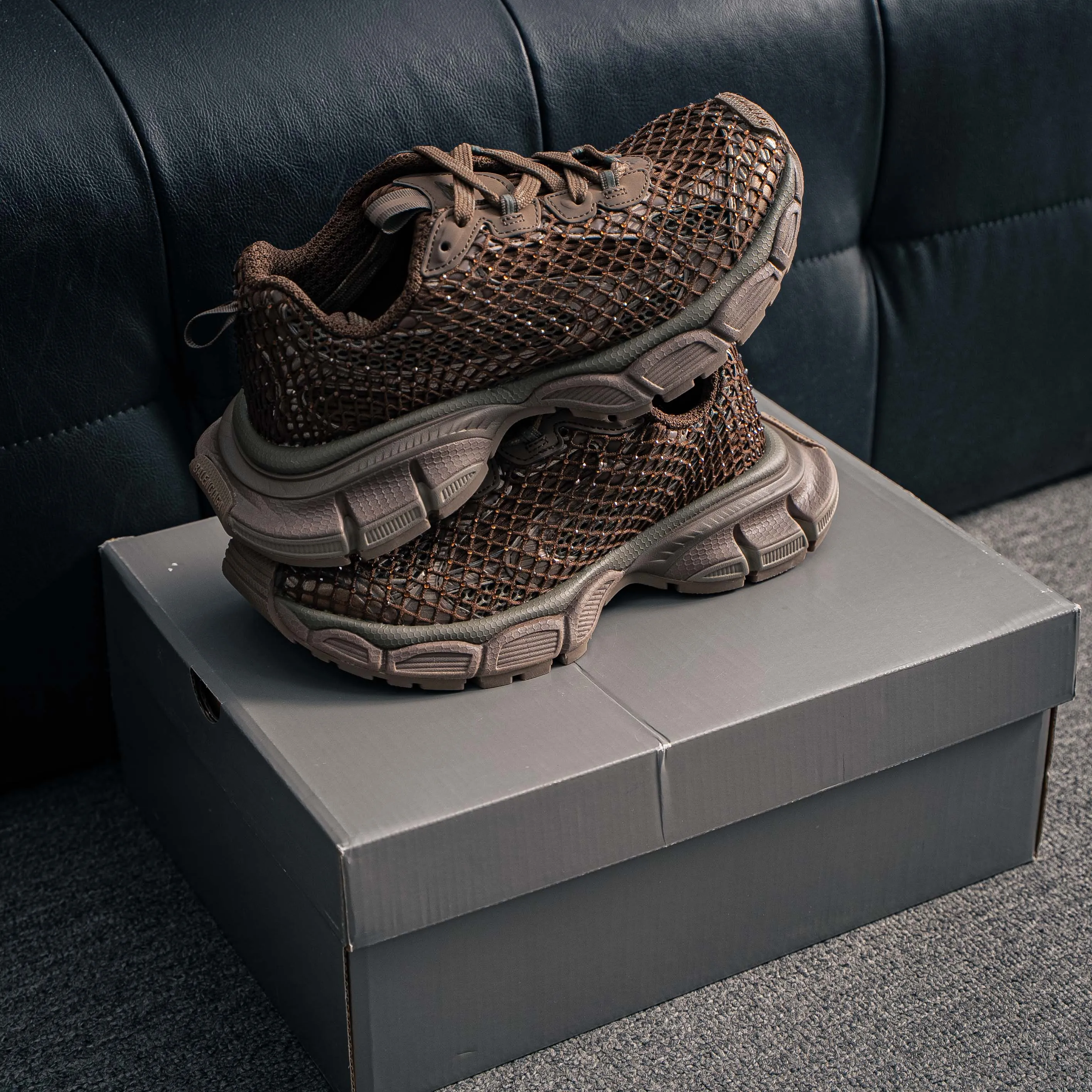 # Balenciaga 3XL Fishnet Lace-Up Low-Top Chunky Sneakers 3XL Running Shoes Tra Trai